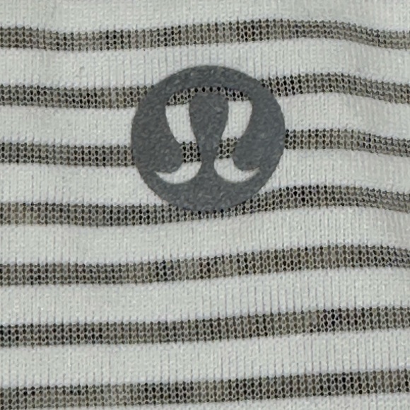 Lululemon White Striped Racerback Tank Top Athletic Yoga Crop - Picture 6 of 6